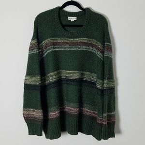 Soft Green Knit Sweater with Stripes Ava & Viv 4X